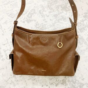 Songmont Classic Brown Leather Shoulder Bag